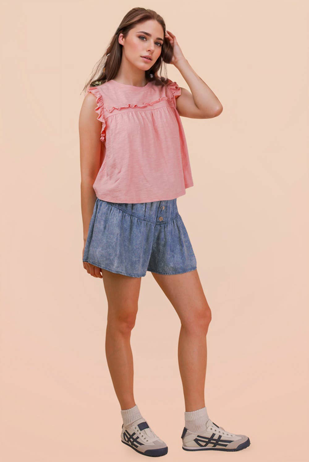 Button Down Flare Shorts