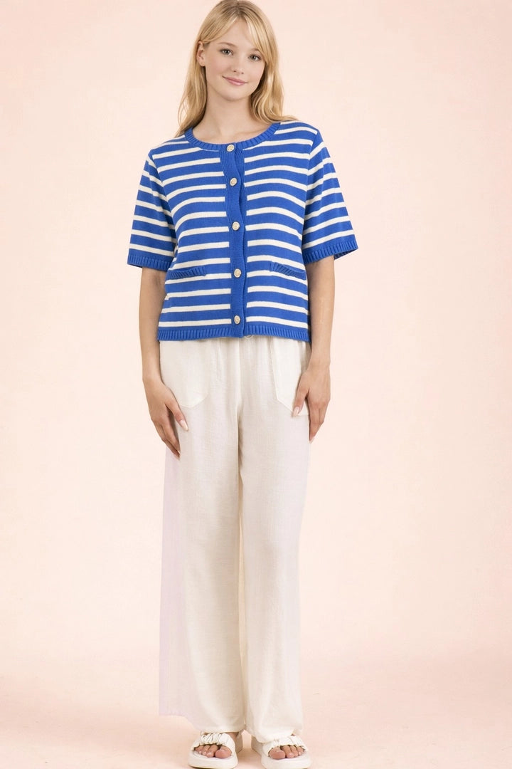 Stripe Button Down Sweater